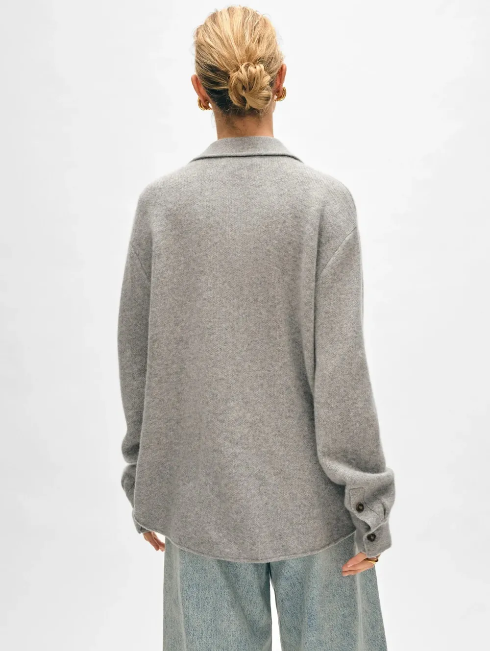 Wool & Cashmere|Cardigans*White and Warren White + Warren - Cashmere Luxe Button Down Shacket GHE GREY HEATHER